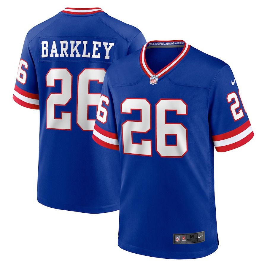 Men New York Giants 26 Saquon Barkley Nike Royal Classic Player Game NFL Jersey